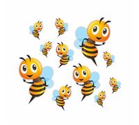 Cartoon Bee Vinyl Decal Stickers, Cover Marks, Fun Insect Decor, Qty:11