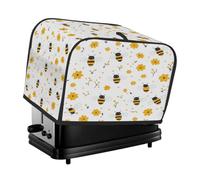 Cartoon Bees Flowers Toaster Cover 4 Slice Dust Cover for Bread Machine,Small Kitchen Appliance