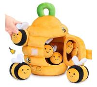 Cartoon Bees Plush Animal Toy for Toddler Teething Fun Safe Auditory Sensory Stimulation Activity Comfort Rattle Plush Animal Educational
