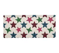 Cartoon Beige Checkered Plaid Stars Big Mouse pad Big for Desk Waterproof Desk Mouse mat 31.5 x 11.8in