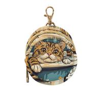 Cartoon Bengal Cats Retro Bathtub Baby Boy Pacifiers Holder Case Portable Wristlet Wallet Key Holder, Small Item Storage pouching
