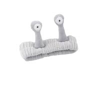 Cartoon Big Eye Snail Headband For Washing Face Cute Elastic Snail Makeup Hair Band Soft Coral Fleece Hairbands For Women Girls(Grey)