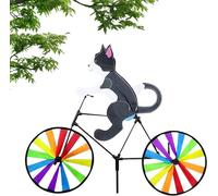 Cartoon Bike Spinner Cat Dog Bicycle Garden Stake,Cat Bicycle Wind Spinner,3D Animal Riding Bike Windmill Wind Spinner, for Outdoor Stake Decoration (Yellow Cat)