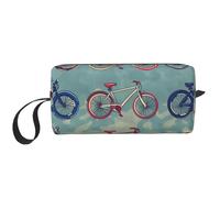 Cartoon Bikes Cycling Printed Travel Makeup Bag Portable Cosmetic Bag Makeup Case Toiletry Handbag Organiser for Women