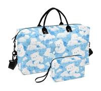 Cartoon Binturong Sky Blue Decorative Shoulder Weekender Overnight Bag Travel Tote Gym Bag with Adjustable Strap for Hiking Large Capacity Bolsa para viajar en Avion de Mujer