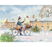 Cartoon Bird and Postman Christmas Card. Airmail by David Thelwell