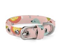 Cartoon Birds and Bees Dog Collar with Metal Buckle Collar Handmade Traction Protective Sleeve for Small Medium Dogs Cats and Pets