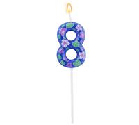 Cartoon Birthday Number Candle, Blue Anime & Hawaiian Themed One 0 1st 2nd 3rd 4th 5th 6th 7th 9th Cake Cupcake Topper with Flower Design for Boys Girls Kids Party Decorations Supplies (Number 8)