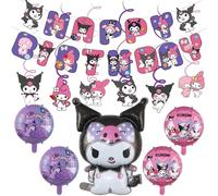 Cartoon Birthday Party Supplies, Cute Birthday Balloons Decoration for Girls, Happy Birthday Banner Larger Aluminium Film Balloons Themed Birthday Party Favor for Kids