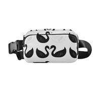 Cartoon Black and White Swan Pattern Trendy Fanny Waist Pack for Women Men Multipurpose Bum Belt Bag with Adjustable Strap for Travel Vacation Running, cartoon black and white swan pattern, One Size