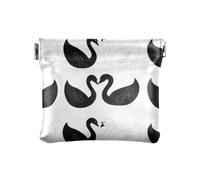 Cartoon black and white swan pattern women small leather wallet wallet fancy change wallet with closure for women ladies, Cartoon black and white swan pattern, 1 size, Printing Art, Cartoon black and