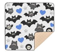 Cartoon Black Bat Blue Hearts Soft Foam Baby Girl Play mat for Floor Lightweight Foldable Padded Baby Mat for Babies Infants Toddlers, 50'' x 50''con Musica para Bebes