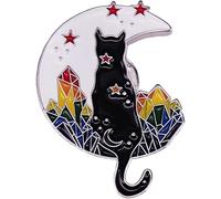 Cartoon Black Cat Siting On Moon Brooch Cute Animal Badge Lapel Pin Clothes Canvas Bag Decor Summer Holiday Party Accessories Cat Lover Gift