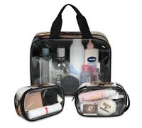 Cartoon Black Cat Travel Makeup Bag for Women Men, Translucent Cosmetic Bags 3 Pcs Large Shower Wash Pouch Toiletry Cosmetic Toiletries Organizer
