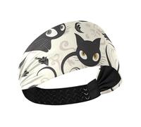 Cartoon Black Cats Non-Slip? yoga headbands Stretchy hairbands for women's hair for Daily use make up tennis hiking bandas para el cabello de mujer