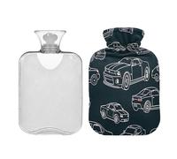 Cartoon Black Retro Sports Car hot Waterbottle with Soft Cover 2L hot Compress for Hand Feet Warmer Arthritis Bolsa para cólicos menstruales