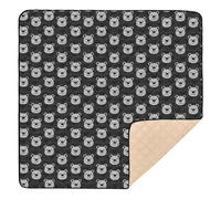 Cartoon Black White Bear Cute Large Non-Slip Baby Playmat for Floor Waterproof Baby Kick Crawling Mat for Baby Toddler Infant, 50'' x 50''