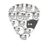 Cartoon Black White Sheep Advanced guitar pick 12 pieces Three thicknesses for bass, electric guitar, acoustic guitar bag