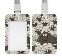 Cartoon Black White Sheep Badge Holder Sliding ID Badge Holder Vertical Card Protector Badge for Lanyard Waterproof Name Tag Holder Name Card Sleeve for Doctor Teacher Nurse