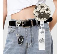 Cartoon Black White Sheep Badge Reel Retractable Badge Holder with Keychain Id Clips for Badges Lightweight Plastic Name Card Holders for Nurses Office Teacher
