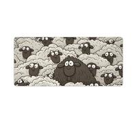 Cartoon Black White Sheep Desk Mat with Stitched Edges, Rubber Mouse Mat for Keyboard Mats Non-Slip Waterproof Desk Pad Office Supplies Large Gaming Mouse Pad for Home Work
