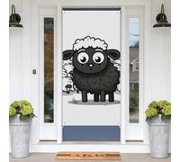 Cartoon Black White Sheep Door Banners for Front Doors, Spring Summer Decorative Door Cover Welcome Porch Banner Decoration Hanging Wall Background for Party Supplies Indoor Outdoor Home Decor