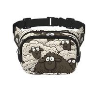 Cartoon Black White Sheep Fanny Pack For Women Waterproof Adjustable Belt Bags Waist Pack Fashion Casual Crossbody Bags Bum Bag For Running Workout Hiking Traveling, Black, One Size