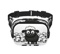 Cartoon Black White Sheep Fanny Pack For Women Waterproof Adjustable Belt Bags Waist Pack Fashion Casual Crossbody Bags Bum Bag For Running Workout Hiking Traveling, Black, One Size