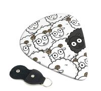 Cartoon Black White Sheep Guitar Plectrums, 6 Guitar Plectrums, Printed on both sides for Electric Guitar Bass Ukulele (0.46 mm 0.71 mm 0.96 mm)