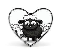 Cartoon Black White Sheep Heart Shape Lapel Pin Personalized Pinback Button Badges Retro Punk Button Pin Kawaii Heart Badges for Men Women Clothes Bags Hats & Gift