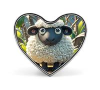 Cartoon Black White Sheep Lapel Pin Exquisite Fashion Brooches Personalized Buttons Badge Novelty Unique Button Pins Cute Heart Shaped Pins Metal Buttons for Backpack Hat Bag Jacket