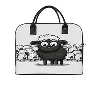 Cartoon Black White Sheep Laptop Tote Bag Casual Travel Handbag Multi Pocket Shoulder Bags for Work Travel