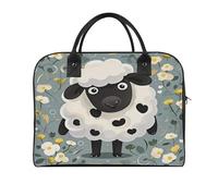 Cartoon Black White Sheep Laptop Tote Bag Casual Travel Handbag Multi Pocket Shoulder Bags for Work Travel