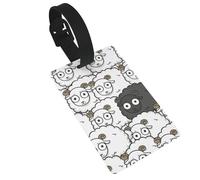 Cartoon Black White Sheep Luggage Tag PVC Travel Bag Tag with Strap ID Card Label for Suitcase Backpack Carry On Baggage Identifier
