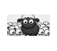 Cartoon Black White Sheep Mouse Pad Non-Slip Rubber Base Desk Protector Mat Waterproof Desk Pad Extended Large Gaming Keyboard Mat for Office Work Home Desktop Accessory