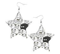 Cartoon Black White Sheep Printed Leather Pierced Earring Set, 1 Pair Lightweight Bohemian Earrings Birthday Party Jewelry Gifts For Women