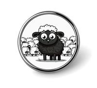 Cartoon Black White Sheep Round Badge Personalized Metal Lapel Pin Badges Fit Clothing Bags Hat Humorous Printed Brooch Badge Party Decorations Accessories for Men Women