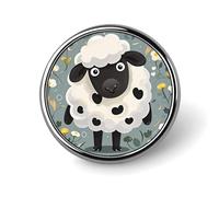 Cartoon Black White Sheep Round Badge Personalized Metal Lapel Pin Badges Fit Clothing Bags Hat Humorous Printed Brooch Badge Party Decorations Accessories for Men Women