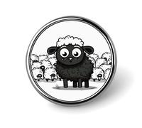 Cartoon Black White Sheep Round Brooch Pin Aluminum Alloy Badge Pin Personalized Lapel Pin with Smooth Edges Fashion Accessories for Shirts Jackets