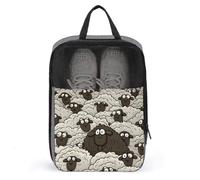Cartoon Black White Sheep Shoe Bag Travel Shoe Organizer Water-Resistant Shoe Pouch with Zipper Sneaker Dust Bag, gray, One Size, Modern