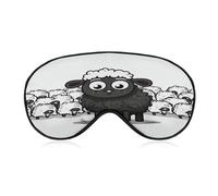 Cartoon Black White Sheep Sleep Mask,Adjustable Strap Sleeping Mask, Complete Light Blocking Sleep Shade Cover,Soft Breathable Comfortable Blindfold for Women and Men