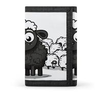 Cartoon Black White Sheep Wallet,Credit Card Holder,Three-fold Wallet for Passport Covers, Purse Passport Bag for Men Women
