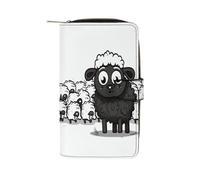Cartoon Black White Sheep Wallet Multifunctional Leather Wallets for Men Compact Long Wallet Credit Card Holder Passport Bag
