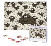 Cartoon Black White Sheep Wooden Puzzles 1000 Pieces Personalized Jigsaw Puzzle For Adults Interesting Custom Photo Puzzles Gift For Holiday Birthday Wedding Anniversay