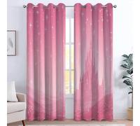 Cartoon Blackout Curtains for Bedroom living Room, Boys Girls Fairy Tales Castles Stars Curtain 39 x 70, 70 Inch Drop Curtains 2 Panels Set, Thermal Eyelet Drapes Window Treatments