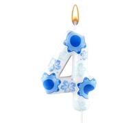 Cartoon Blue Alien Monster Birthday Cake Candle, Anime Cartoon Birthday Candles Numeral Birthday Cake Topper for Cartoon Animated Printed Birthday Decoration Party Supplies (Number 4)