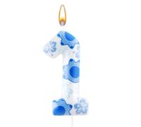 Cartoon Blue Alien Monster Birthday Cake Candle, Anime Cartoon Birthday Candles Numeral Birthday Cake Topper for Cartoon Animated Printed Birthday Decoration Party Supplies (Number 1)