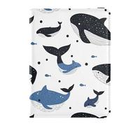 Cartoon Blue Black Whale Leather waterproof passport holder for travel Vaccine Card Holder Cover Combo Passport Cover Holder Wallet Case for men Ultra Slim