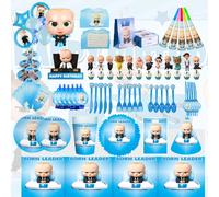 Cartoon Blue Boss Birthday Party Decoration Disposable Tableware Cup Plate Ballons Banner Baby Shower Supplies Background Gifts balloon 8pcs