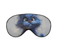 Cartoon Blue Cat Blackout Sleep Eye Mask, Ventilated Fabric, Adjustable Wearing Style, Zero Pressure Sleeping Mask Soft Skin Friendly Eyeshade for Women Men